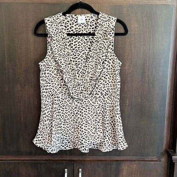 Cabi Animal Print Flutter Blouse Tank Top Small #3612 - Picture 1 of 4